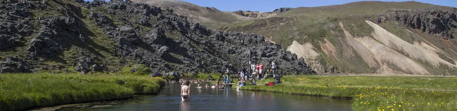 landmannalaugar, varm källa, bad, island, sommar, höglandet