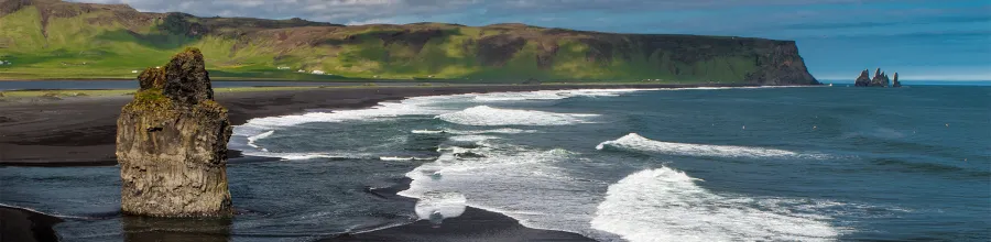 reynisfjara, strand, lava, sydkusten, island