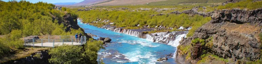 Utsikt over Hraunfossar på Island.