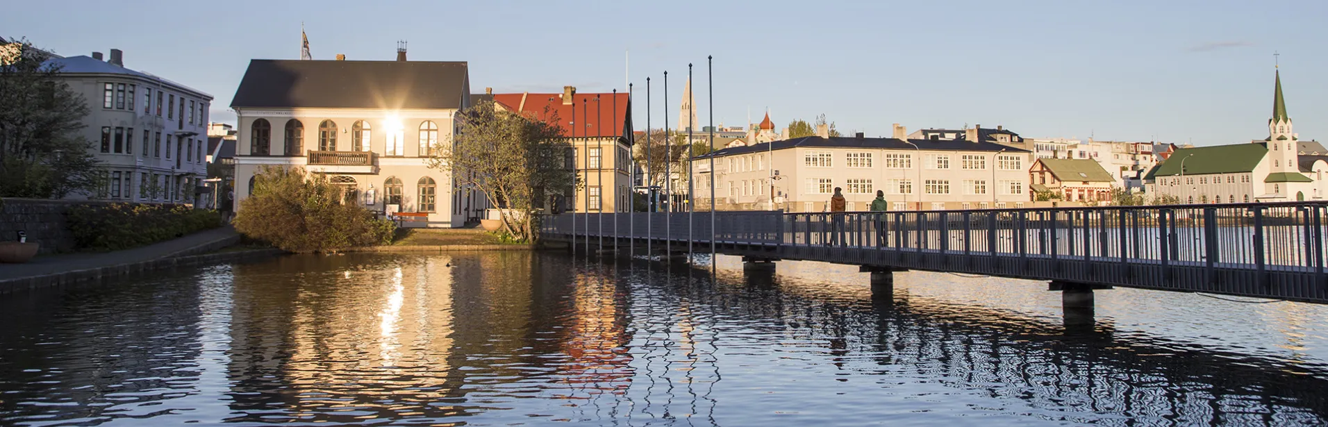 reykjavik, solnedgång, sommar, island