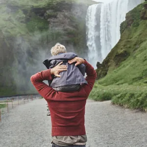 island, skogafoss, familj, familjeresa